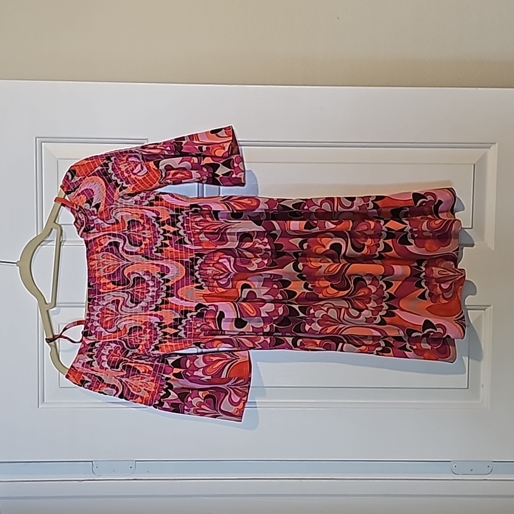 Retro Pink Babydoll Style Dress by Trina Turk Off Shoulder